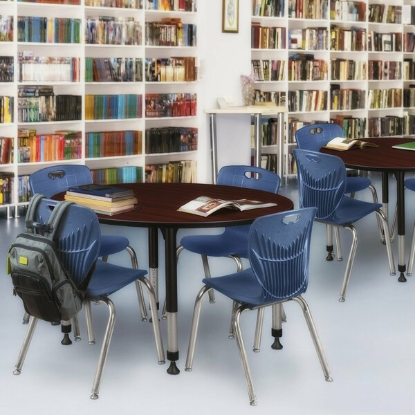 Kee Tables > Height Adjustable > Round Classroom Tables, 48 X 48 X 23-34, Wood|Metal Top, Mahogany TB48RNDMHAPBK